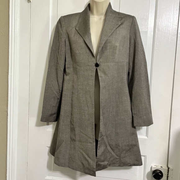 Philip DiCaprio Single Button Longline Blazer Gray Wool Silk Women’s 4 - Picture 1 of 7